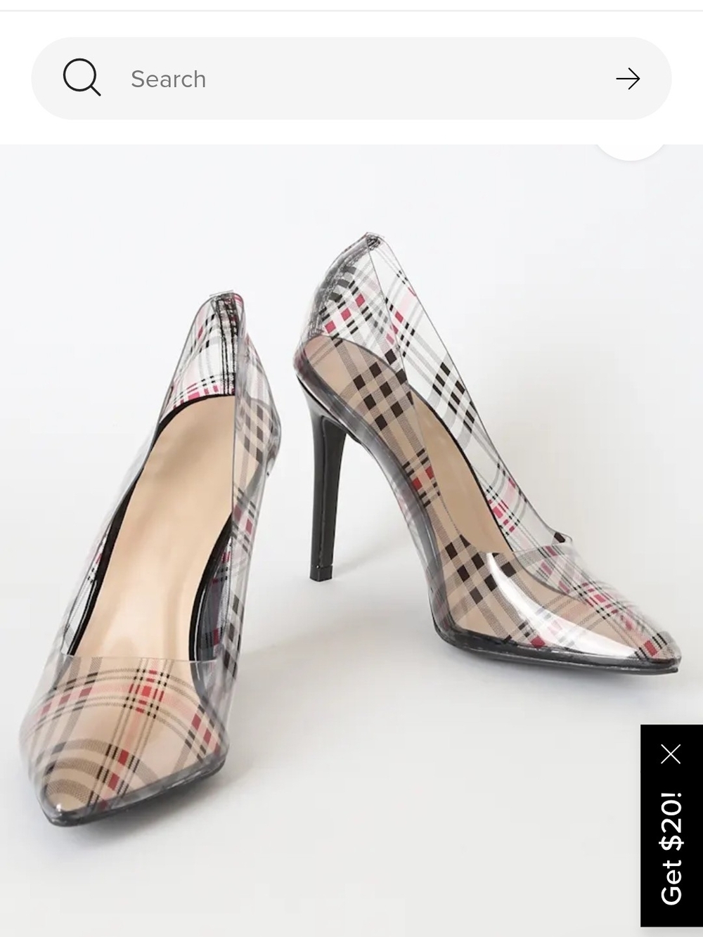 Plaid Pointed-Toe Pumps in Plaid  Black /Red